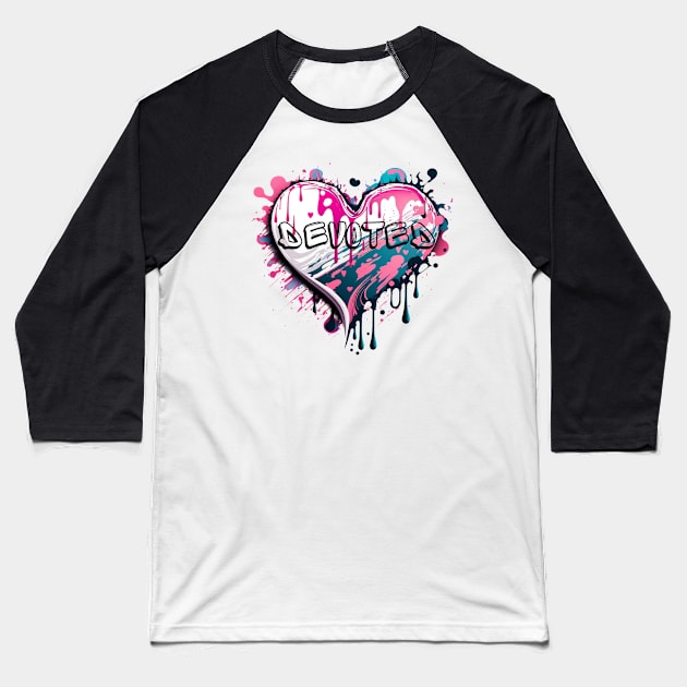 Sweet Devoted Heart Baseball T-Shirt by TheArtfulAllie